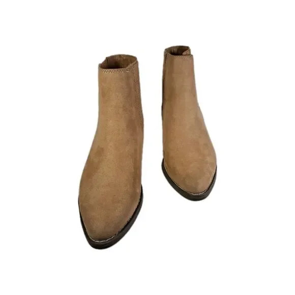 Universal Thread Faux Suede Brown Cowgirl Ankle Boots Womens Sz 7 Elastic Sides - Picture 6 of 8